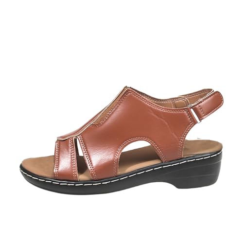 KKvoPiQ Damen Flache Große Größe Offene Zehen Lässige Sandalen Schuhe Damen Schwarz Elegant Duschschuhe Mädchen Sandaletten Pantoffeln Sommer Hausschuhe Geschlossen Mit Absatz (Braun, 37) von KKvoPiQ