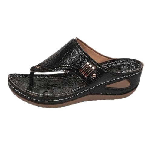 KKvoPiQ Damen Große Yards Clip Fuß Fischgräten Hausschuhe Weiblich Neu Europa und die Staaten Außenhandel Hohl Metall mit Hausschuhen Canvas Schuhe Blau Flip Flops Weiss Pantoletten (Schwarz, 39) von KKvoPiQ