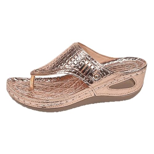KKvoPiQ Damen Große Yards Clip Fuß Fischgräten Hausschuhe Weiblich Neu Europa und die Staaten Außenhandel Hohl Metall mit Hausschuhen Canvas Schuhe Blau Flip Flops Weiss Pantoletten (Silber, 40) von KKvoPiQ