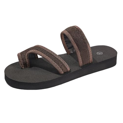 KKvoPiQ Damen Hausschuhe Flache Open Toe Strand Sandalen Hausschuhe Schuhe Damen Sandaletten Keilabsatz Badelatschen Weich Badeschlappen Grau Badeschuhe Leder Pantoletten Ungefüttert (Kaffee, 41) von KKvoPiQ