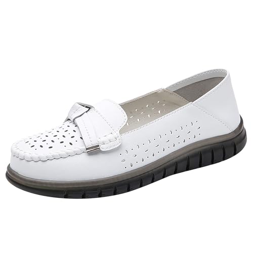 KKvoPiQ Einfarbige, lässige, Hohle, rutschfeste, atmungsaktive und vielseitige Freizeitschuhe für Damen Schuhe Einlagen Damen (White, 38) von KKvoPiQ