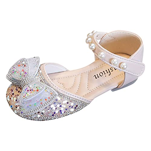 KKvoPiQ Festliche Kleidschuhe Schulschuhe Mary Jane Schuhe Ballerinas Kleidschuhe Hochzeitsschuhe Glitzer Kinder Abendschuhe Bowknot Strassstein Perlen Mädchen Prinzessin Schuhe von KKvoPiQ