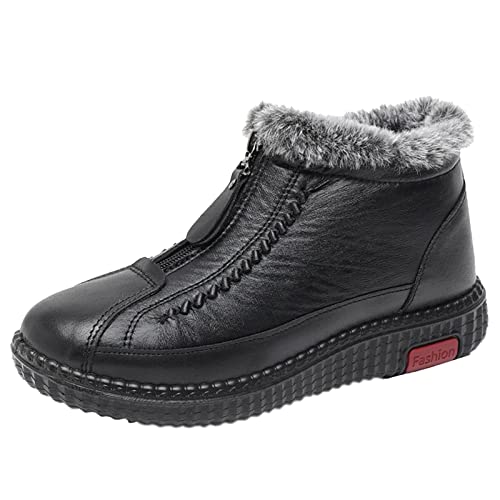 KKvoPiQ Gefütterte Damen Winter Stoffschuhe Frauen Baumwollschuhe Gefüllte Warme Flache Slip Kurze Stiefel Baumwollstiefel S Schuhe Damen Sneaker Gelb (Black, 37) von KKvoPiQ