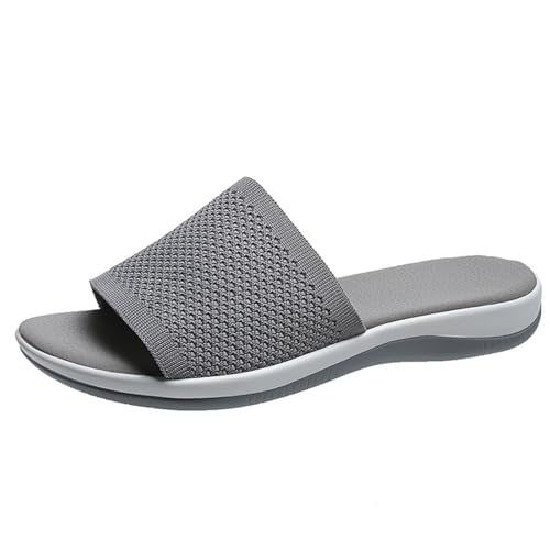 KKvoPiQ Große Größe Dicke Hausschuhe Frauen Außenhandel Polyurethan Unten Leichte Fly Weave One Strand Schuhe Hallux Valgus Sandaletten Damen Lustig Flip Flops Hochzeit Badelatschen (Grey, 36) von KKvoPiQ