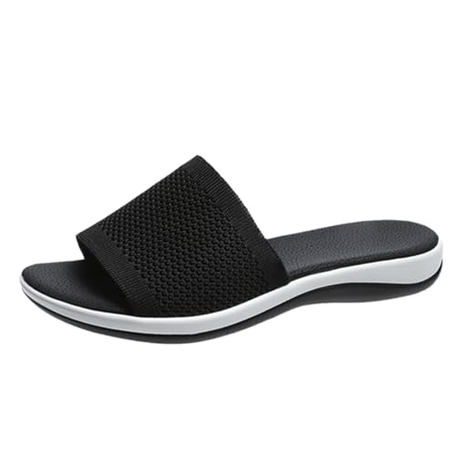 KKvoPiQ Große Größe Dicke Hausschuhe Frauen Außenhandel Polyurethan Unten Leichte Fly Weave One Strand Schuhe Hallux Valgus Sandaletten Damen Lustig Flip Flops Hochzeit Badelatschen (Schwarz, 42) von KKvoPiQ