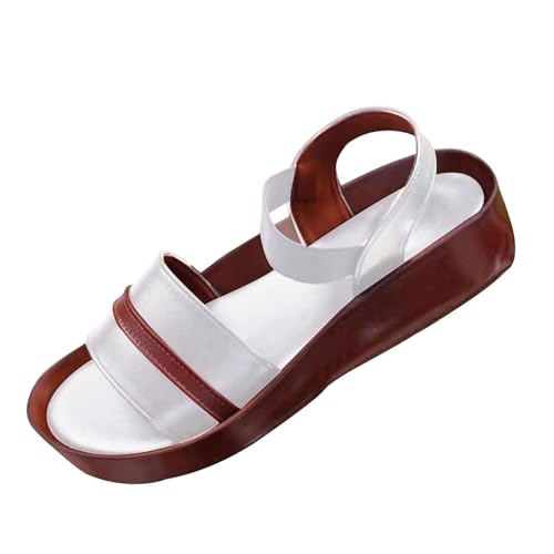 KKvoPiQ Modische und vielseitige Oberbekleidung für Damen mit dicken Riemchen und flachen Sandalen Sandalen Mit Keilabsatz Strass Damen Sommer (White, 39) von KKvoPiQ