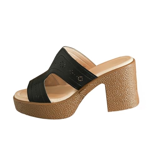 KKvoPiQ Offenem Zehenbereich Und Dickem Keilabsatz Mit Fischmaul-Absatz, Bequeme Formelle Sandalen Dirndl Schuhe Damen Hausschuhe Sommer Lustig Pantoffeln Gäste Set Große Größen Elegant (Schwarz, 42) KKvoPiQ Offenem Zehenbereich Und Dickem Keilabsatz Mit Fischmaul-Absatz, Bequeme Formelle Sandalen Dirndl Schuhe Damen Hausschuhe Sommer Lustig Pantoffeln Gäste Set Große Größen Elegant (Schwarz, 42) von KKvoPiQ