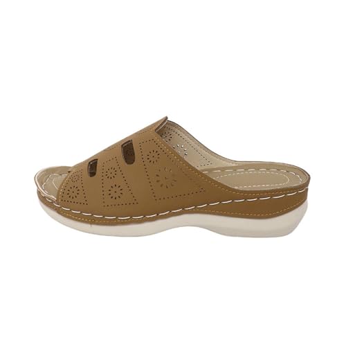 KKvoPiQ Orthopädische Hausschuhe Mit Fußgewölbeunterstützung Offene Zehenpartie, Bequem Damen Schuhe Weis Hausschuhe Badeschlappen Elegant Pantoletten In Alle Kategorien (Braun, 40) von KKvoPiQ
