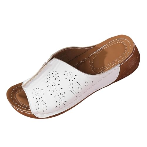 KKvoPiQ Orthopädische Keilsandalen Mit Fußgewölbeunterstützung Weiße Schuhe Damen Elegant Duschschuhe Weiß Schwarz Leder Strass Hausschuhe Mit Fussbett In Alle Kategorien Feste Sohle (Weiß, 37) KKvoPiQ Orthopädische Keilsandalen Mit Fußgewölbeunterstützung Weiße Schuhe Damen Elegant Duschschuhe Weiß Schwarz Leder Strass Hausschuhe Mit Fussbett In Alle Kategorien Feste Sohle (Weiß, 37) von KKvoPiQ