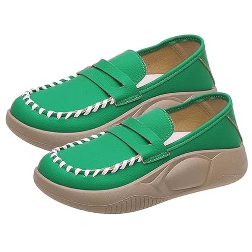 KKvoPiQ Orthopädische Wanderschuhe für Damen, weiche Sohle, reines Rindsleder, orthopädische Slipper, Damen-Freizeitschuhe Sneaker Schuhe Damen 38 (Green, 36) von KKvoPiQ