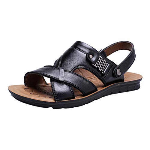 KKvoPiQ Outdoor Herrenschuhe Atmungsaktive Strand Hausschuhe Slides Sandalen Schuhe Fitnessstudio Herren Leichte Freizeitsandalen Schwarz Geschlossen Feste Sohle Ungefüttert (Schwarz, 45) von KKvoPiQ