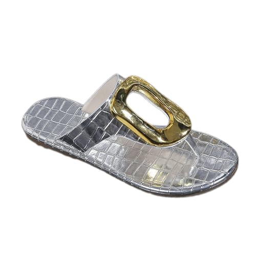 KKvoPiQ Weibliche Slipper Grenze Große Größe Freizeit Strand Sandalen Hausschuhe Metall Fischgräten Flache Unterseite Clip Schuhe Damen Absatz Silber Flip Flops Schwarz Filzpantoffeln (Silber, 37) KKvoPiQ Weibliche Slipper Grenze Große Größe Freizeit Strand Sandalen Hausschuhe Metall Fischgräten Flache Unterseite Clip Schuhe Damen Absatz Silber Flip Flops Schwarz Filzpantoffeln (Silber, 37) von KKvoPiQ
