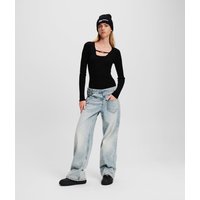 KL Jeans, Jeans In Lässiger Passform Mit Mittelhohem Bund Und Verdrehtem Einsatz, Frau, GEWASCHEN HELLBLAU, Größe: L2632 von KL Jeans