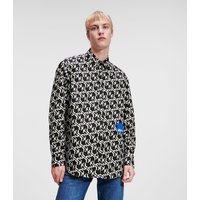KL Jeans, Monogram-hemd, Mann, Schwarz Weiss Durchgehender mehrfarbiger Print, Größe: L von KL Jeans