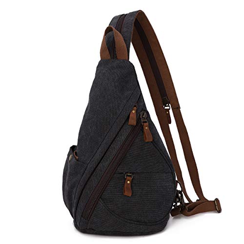 KL928 Canvas Sling Bag Rucksack Damen und Herren – Schulterrucksack Umhängetasche Crossbag Verstellbarem Schultergurt Perfekt für Outdoorsport, Wandern, Radfahren, Bergsteigen, Reisen von KL928