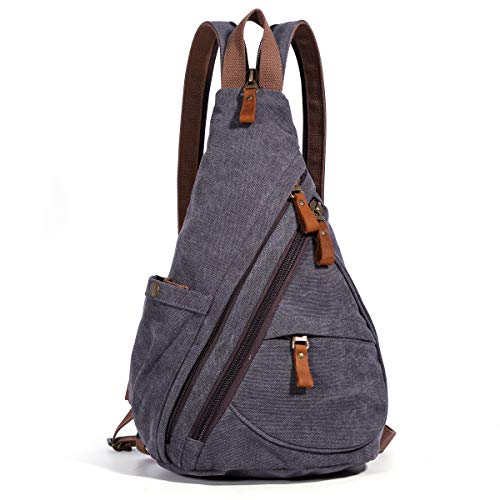 KL928 Canvas Sling Bag Rucksack Damen und Herren – Schulterrucksack Umhängetasche Crossbag Verstellbarem Schultergurt Perfekt für Outdoorsport, Wandern, Radfahren, Bergsteigen, Reisen von KL928