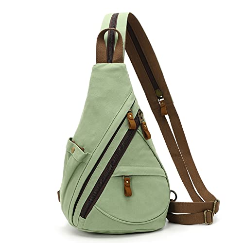 KL928 Canvas Sling Bag Rucksack Damen und Herren – Schulterrucksack Umhängetasche Crossbag Verstellbarem Schultergurt Perfekt für Outdoorsport, Wandern, Radfahren, Bergsteigen, Reisen von KL928