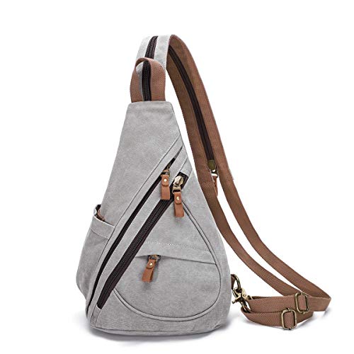 KL928 Canvas Sling Bag Rucksack Damen und Herren – Schulterrucksack Umhängetasche Crossbag Verstellbarem Schultergurt Perfekt für Outdoorsport, Wandern, Radfahren, Bergsteigen, Reisen von KL928