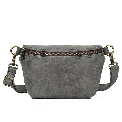 KL928 Damen Herren Unisex Hüfttasche Bauchtasche Brusttasche Medium aus weichem Kunstleder (D.Grey) von KL928