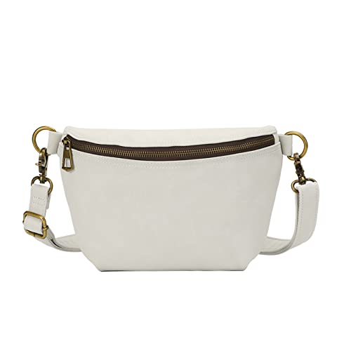 KL928 Bauchtasche Damen, Wildleder Crossbody Bag, Brusttasche Umhängetasche Medium aus weichem Kunstleder für Women Men, Weiß von KL928