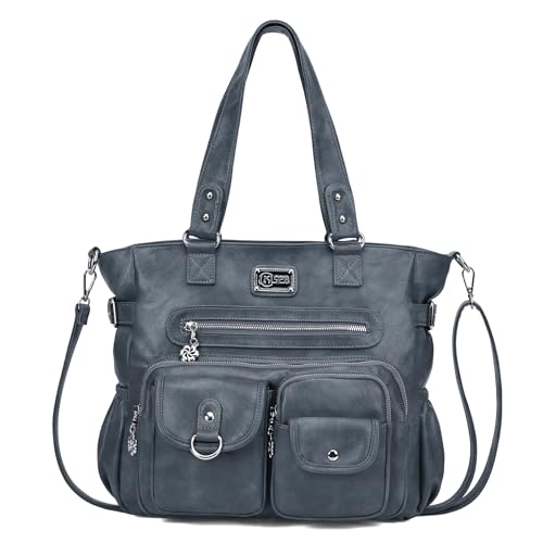 KL928 Handtasche Damen Tasche Umhängetasche Schultertasche Damentaschen gross für Damen Frauentasche PU Leder Damenhandtasche mit vielen Fächern, Pfauenblau von KL928