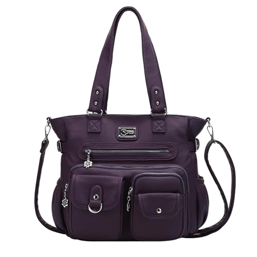 KL928 Handtasche Damen Tasche Umhängetasche Schultertasche Damentaschen gross für Damen Frauentasche PU Leder Damenhandtasche mit vielen Fächern (Purple) von KL928