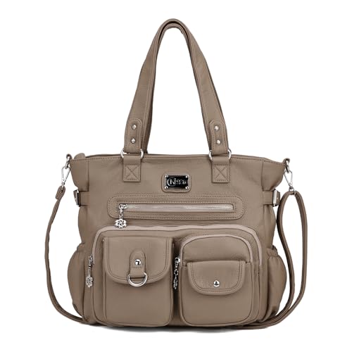 KL928 Handtasche Damen Tasche Umhängetasche Schultertasche Damentaschen gross für Damen Frauentasche PU Leder Damenhandtasche mit vielen Fächern (Mud) von KL928