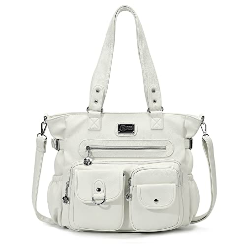 KL928 Handtasche Damen Tasche Umhängetasche Schultertasche Damentaschen gross für Damen Frauentasche PU Leder Damenhandtasche mit vielen Fächern (white) von KL928