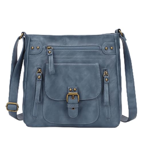 KL928 Tasche Damen Umhängetasche kleine Handtaschen Schultertasche Damentasche Damenhandtasche mittelgroß Handtasche Lederhandtaschen Geldbörse PU Leder für Frauen oder Mädchen, Grau Blau von KL928