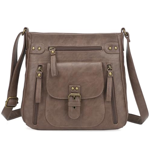 KL928 Tasche Damen Umhängetasche kleine Handtaschen Schultertasche Damentasche Damenhandtasche mittelgroß Handtasche Lederhandtaschen Geldbörse PU Leder für Frauen oder Mädchen, Kaki Braun von KL928