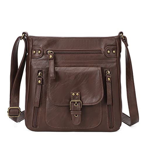 KL928 Tasche Damen Umhängetasche kleine Handtaschen Schultertasche Damentasche Damenhandtasche mittelgroß Handtasche Lederhandtaschen Geldbörse PU Leder für Frauen oder Mädchen, Kaffee von KL928