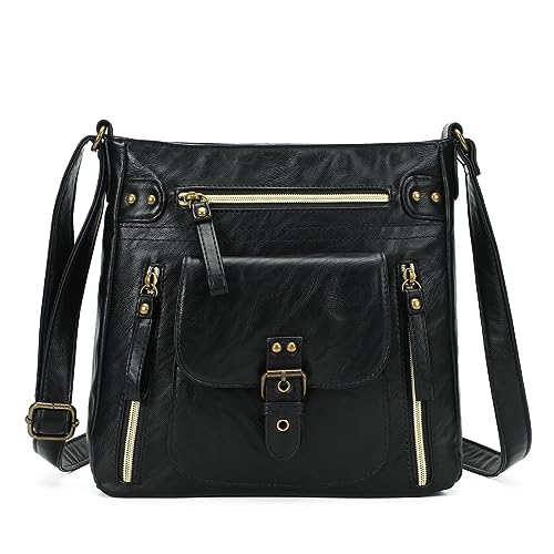 KL928 Tasche Damen Umhängetasche kleine Handtaschen Schultertasche Damentasche Damenhandtasche mittelgroß handtasche Lederhandtaschen Geldbörse PU Leder für frauen oder Mädchen(black) von KL928