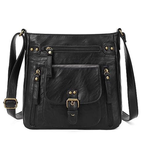 KL928 Tasche Damen Umhängetasche kleine Handtaschen Schultertasche Damentasche Damenhandtasche mittelgroß handtasche Lederhandtaschen Geldbörse PU Leder für frauen oder Mädchen (B black) von KL928