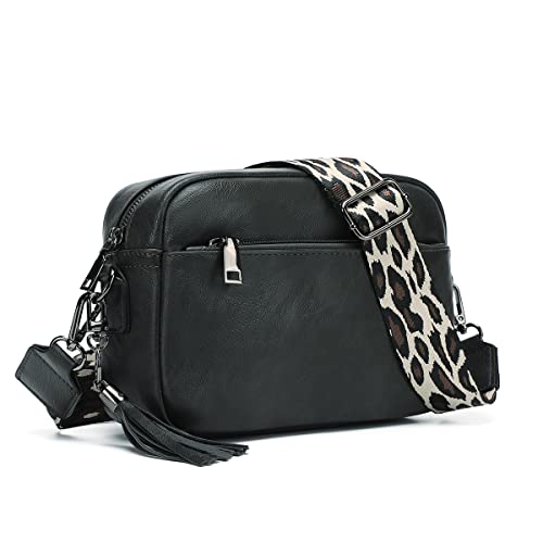 KL928 umhängetasche damen handtasche schultertasche kleine Tasche vintage damenhandtasche mit breitem Schultergurte (Charcoal Gray) von KL928