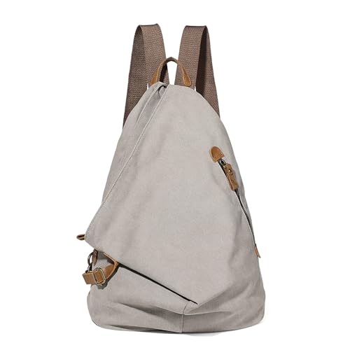 Retro Segeltuch Rucksack Canvas Vintage Rucksäcke Echtleder Daypack Reisetasche Schulterrucksack für Herren Damen (6882-Canvas-Leaden) von KL928