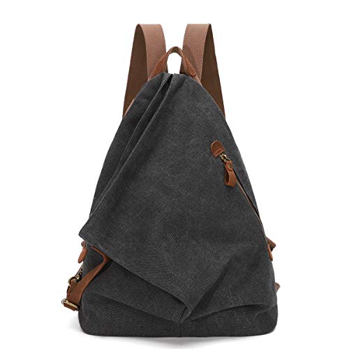 Retro Segeltuch Rucksack Canvas Vintage Rucksäcke Echtleder Daypack Reisetasche Schulterrucksack für Herren Damen von KL928