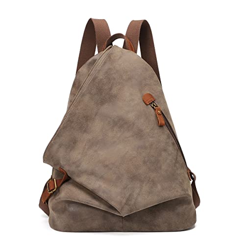 Retro Segeltuch Rucksack Canvas Vintage Rucksäcke PU Leder Daypack Reisetasche Schulterrucksack für Herren Damen（6882-PU-D.Coffee） von KL928