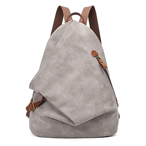 Retro Segeltuch Rucksack PU Vintage Rucksäcke PU Leder Daypack Reisetasche Schulterrucksack für Herren Damen (6882-PU-Leaden) von KL928