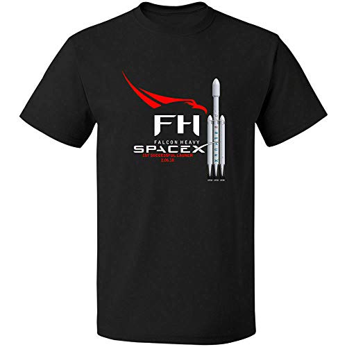 Falcon Rocket Launch Elon Musk Spacex Black T Shirt Black S von KLA