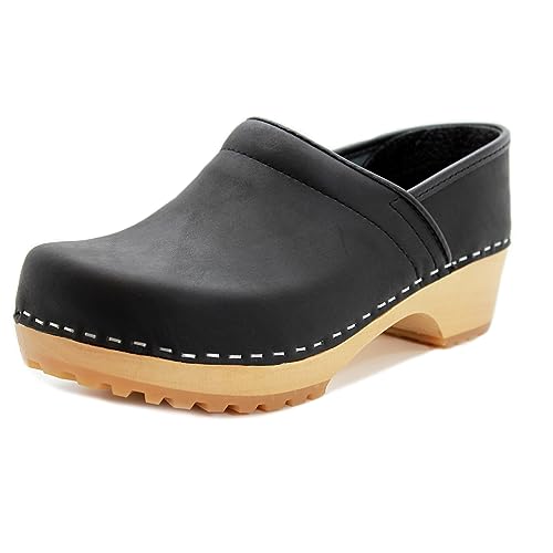 KLÄGN Tindra Wood Clogs, Leder, geschlossene Rückseite, griffig, Schwarz geölt, 5.5-6 KLÄGN Tindra Wood Clogs, Leder, geschlossene Rückseite, griffig, Schwarz geölt, 5.5-6 von KLÄGN