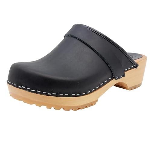 KLÄGN Tuva Wood Open Back Grippy Leather Clogs, Schwarz geölt, 9-9.5 KLÄGN Tuva Wood Open Back Grippy Leather Clogs, Schwarz geölt, 9-9.5 von KLÄGN