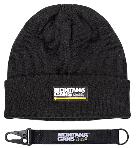 KLAMOTTEN STORE Beanie + Montana Cans Karabiner - Schwarze Mütze + Keyholder - Unisex Streetwear - Accessoire KLAMOTTEN STORE Beanie + Montana Cans Karabiner - Schwarze Mütze + Keyholder - Unisex Streetwear - Accessoire von KLAMOTTEN STORE