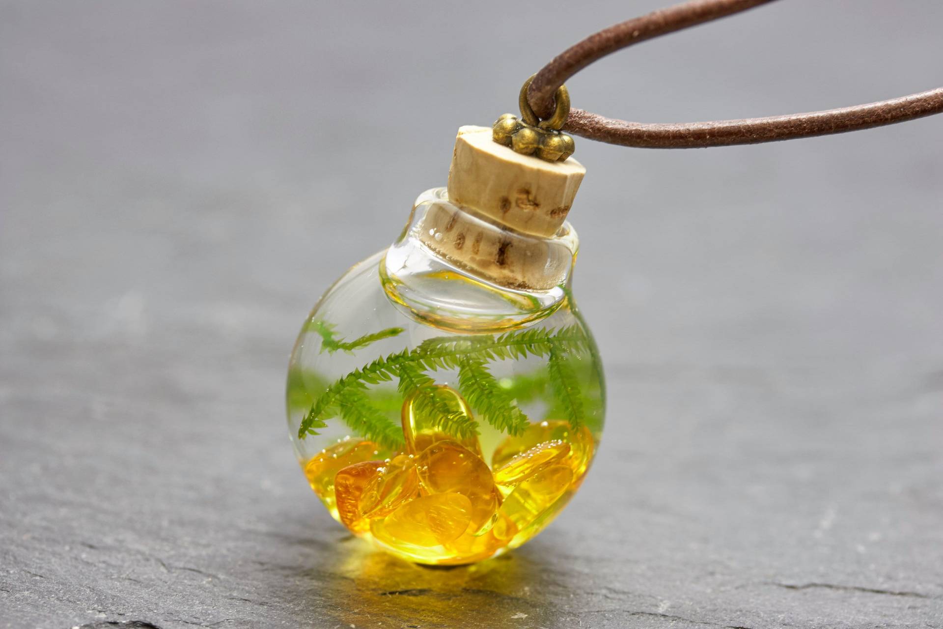 Meeresglas Unterwasserwelt Moos Bernstein Kette Aquarium Schmuck Mit Geburtssteinen Geschenk Halsketten von KLAPPERGLAS