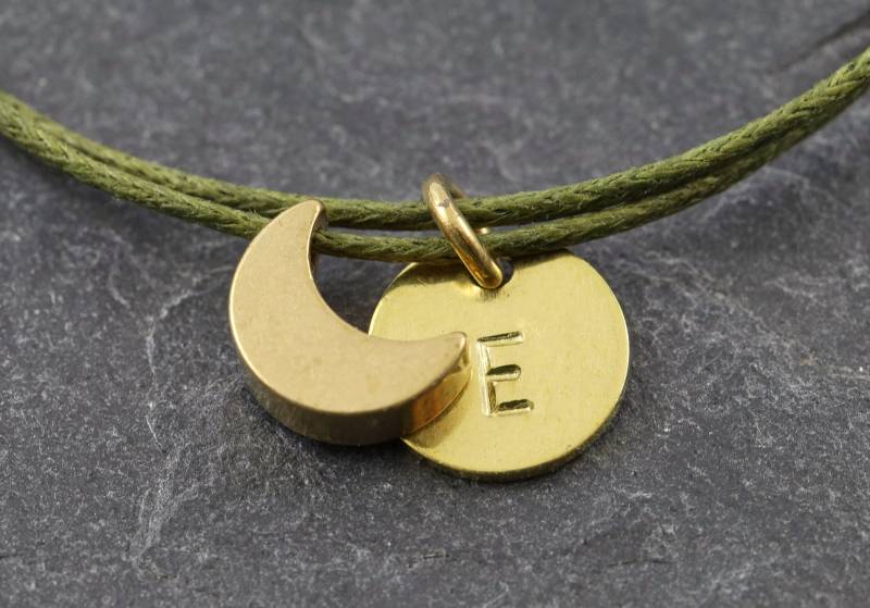 Personalised Gift Mond Armband Gravur Minimal Vegan Jewellery von KLAPPERGLAS