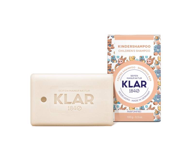 KLAR Seifenmanufaktor Handseife Klar Seifen Kindershampoo, 100g (parfümfrei), ab dem 1. Lebensjahr von KLAR Seifenmanufaktor