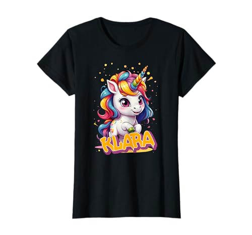 KLARA - Schöner Mädchen Name mit süßem Einhorn T-Shirt von KLARA Tochter Enkel Geburtstag Geschenkideen