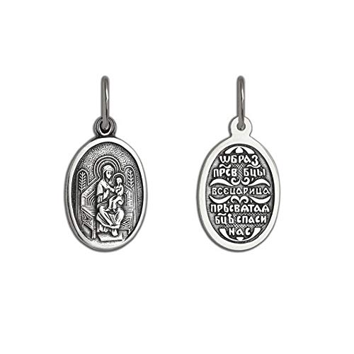 KLASSENCARAT Ikone Echt Silber 925 Ikoneanhänger Orthodoxe Religion Orthodox Ikone Anhänger Икона Образок Спаси и Сохрани für Damen und Herren von KLASSENCARAT