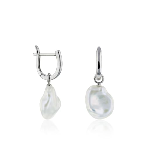 Ohrringe 925 Silber rhodiniert Ohrhänger mit Bügel Süßwasser-Zuchtperle weiß Ohrschmuck von KLASSENCARAT