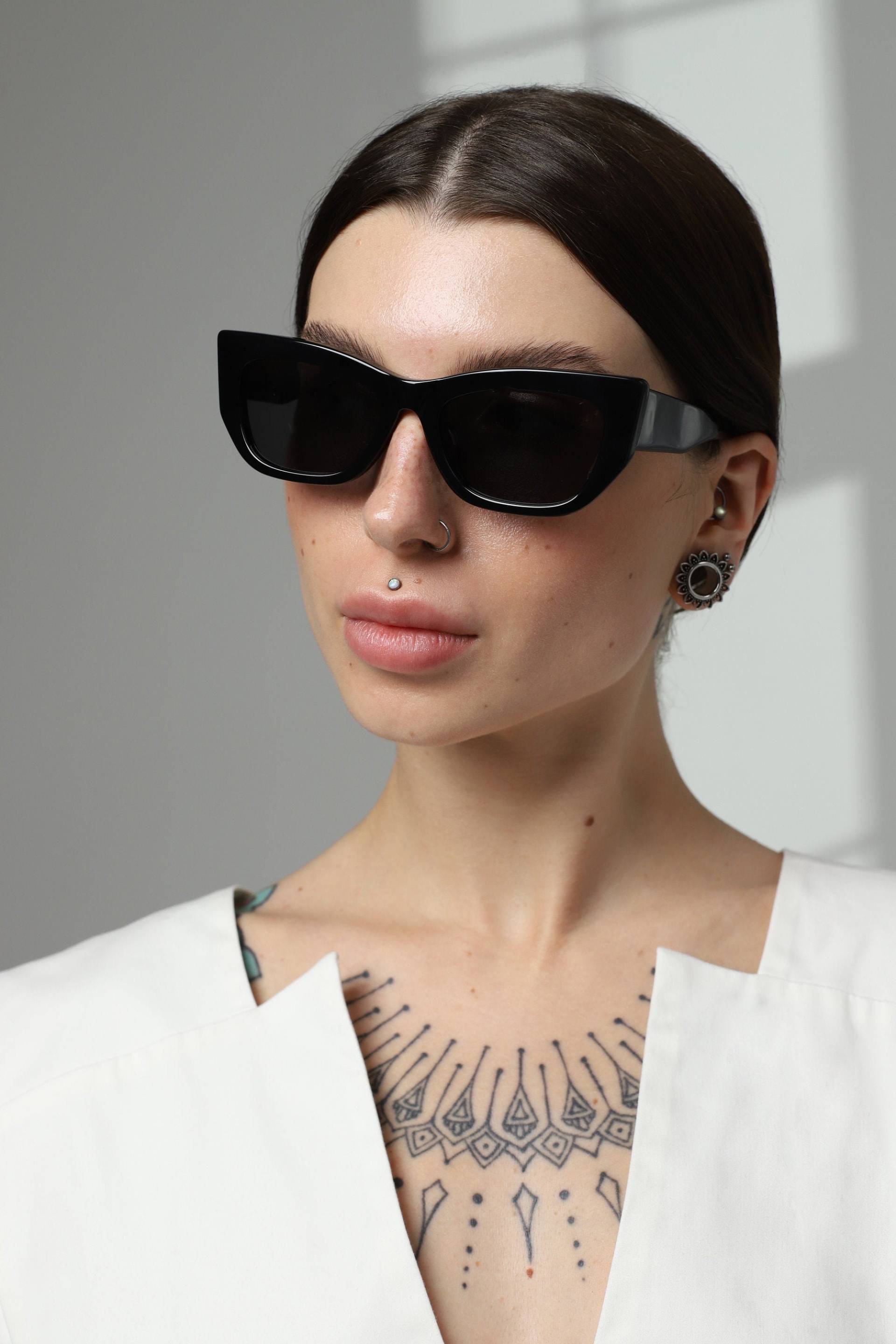 Cat Eye Rechteck Sonnenbrille Frauen Mit Polarisierten Gläsern Uv400 Oder Ohne Brillenkette von KLASSGLASS