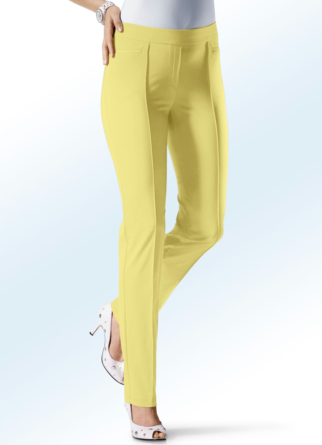 Hose mit schmaler Fußweite in 15 Farben, Gelb, Größe 19 von KLAUS MODELLE